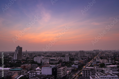 Sunrise at Bangkok background 