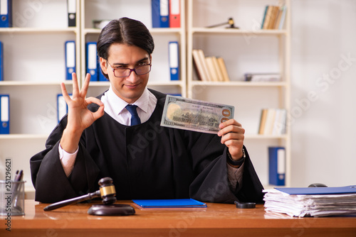 Billede på lærred Young handsome judge working in court