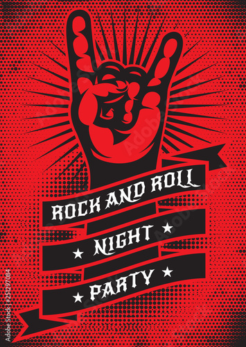 Vector template for design of a grunge poster on the theme of rock night party