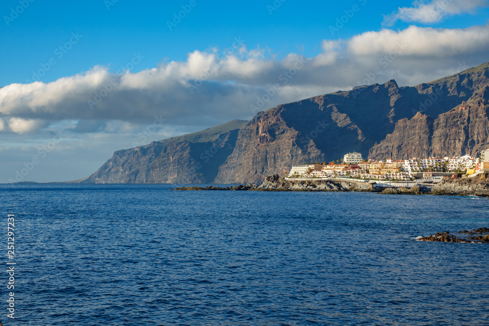 Los Gigantes cliffs and buildings in Tenerife