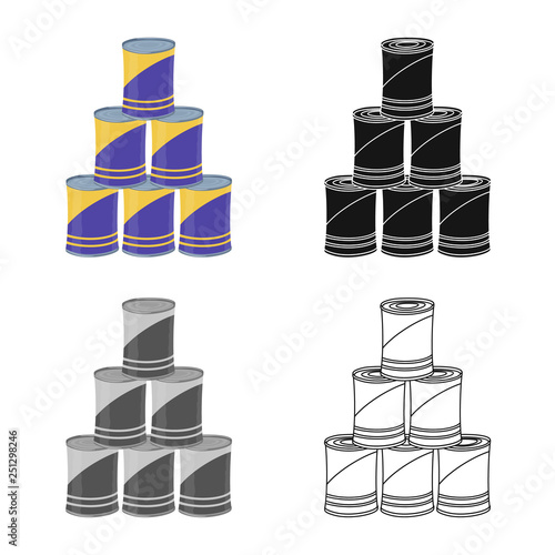 Isolated object of can and food logo. Set of can and package stock symbol for web.
