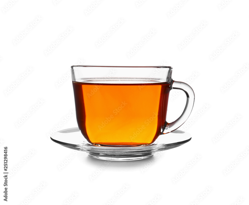 Cup of tasty hot tea on white background Cup of tasty hot tea on white background