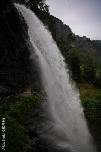 Panoramic view to Steinsdalsfossen waterfall  Norheimsund  Norway