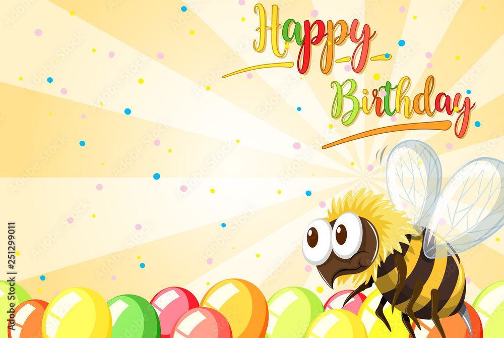 Fototapeta premium Happy birthday bee card