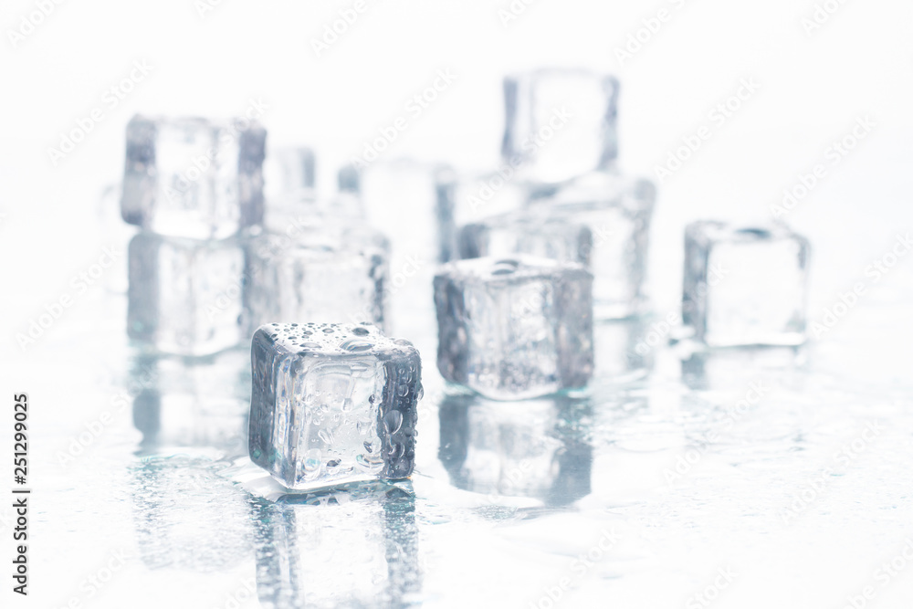 Ice cubes on a white background. Cooling Concept, Food Ice Ice cubes on a white background. Cooling Concept, Food Ice