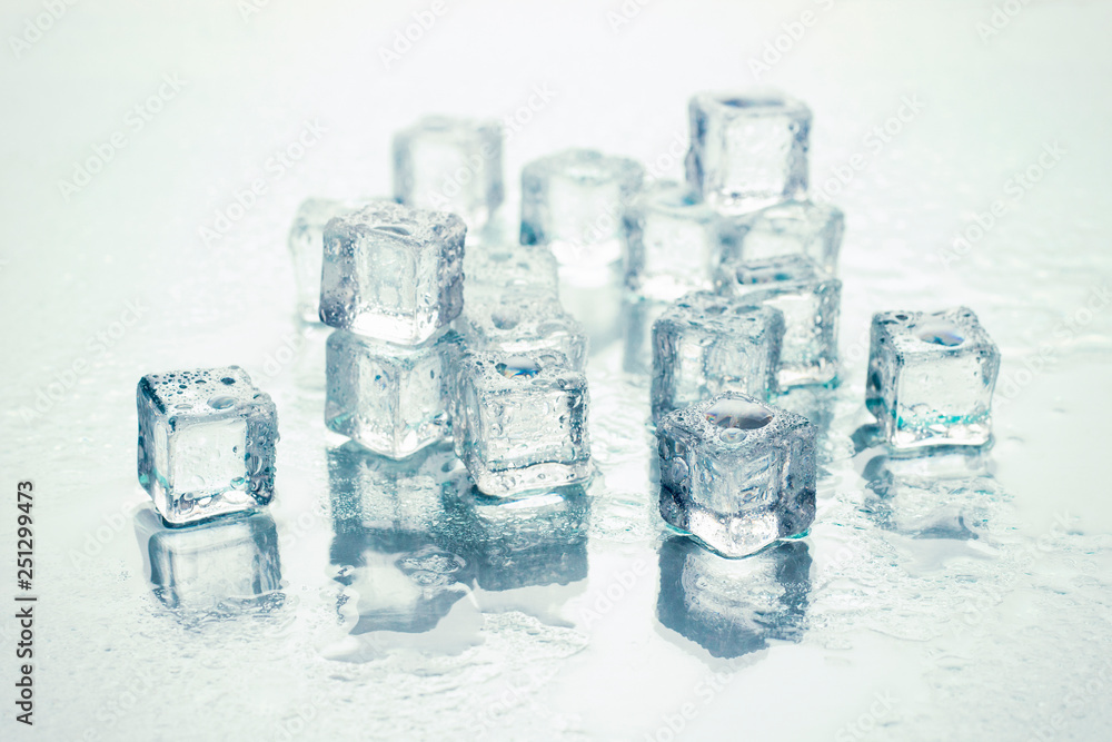Ice cubes on a white background. Cooling Concept, Food Ice Ice cubes on a white background. Cooling Concept, Food Ice