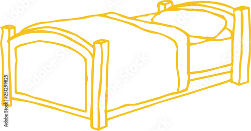 Colorful Rough sketch of handwritten bed outline