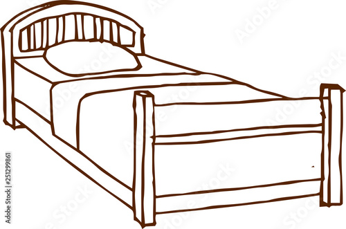 Colorful Rough sketch of handwritten bed outline