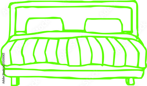Colorful Rough sketch of handwritten bed outline