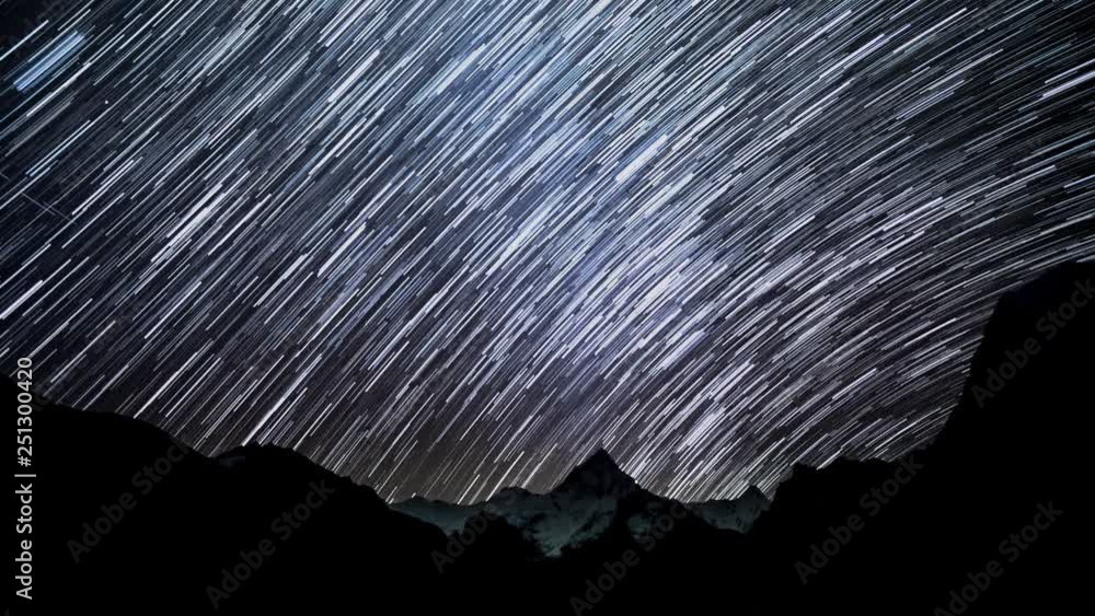 Time lapse of Star trails in the night sky. Starry night in the ...