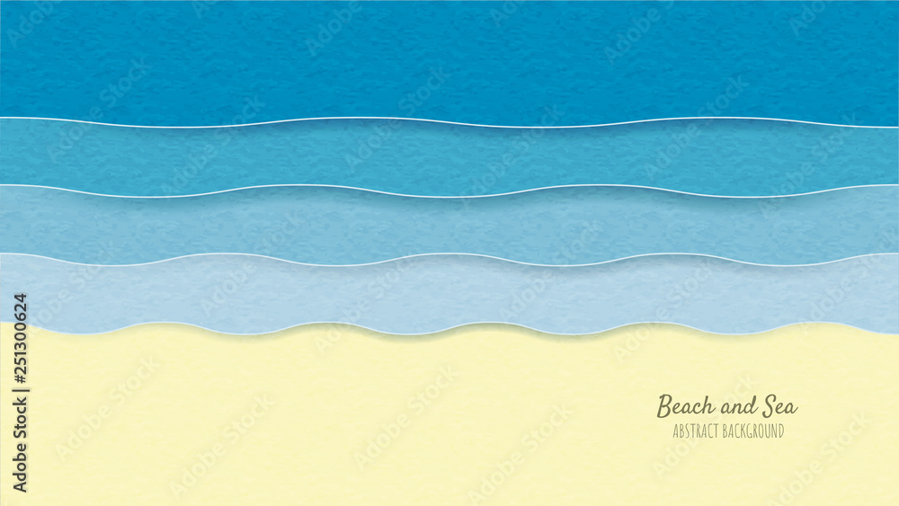 Fototapeta premium Creative illustration summer background paper cut style.