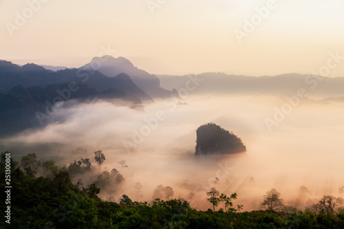 The sea of mist at Phulangka viewpoint, Phayao Province, Thailand photo