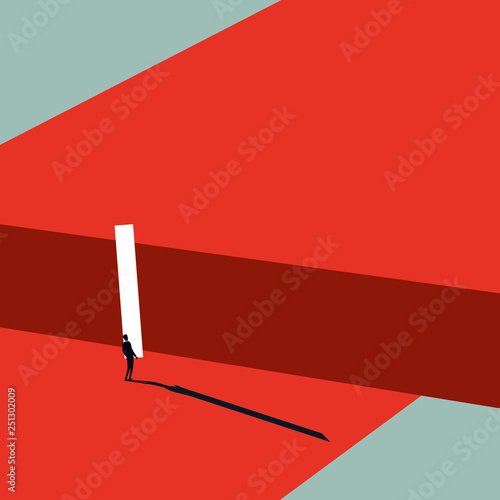 Business solution of a challenge vector concept. Businessman finding way forward. Minimalist art style. Symbol of innovation, invention, overcoming issues and success.