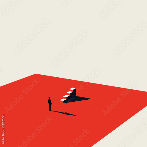 Business career opportunity, progress and promotion vector concept. Minimalist art style. Symbol of ambition, growth and success.