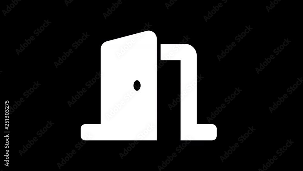 From the Glitch effect arises door open symbol. Then the TV turns off. Alpha channel Premultiplied - Matted with color black From the Glitch effect arises door open symbol. Then the TV turns off. Alpha channel Premultiplied - Matted with color black