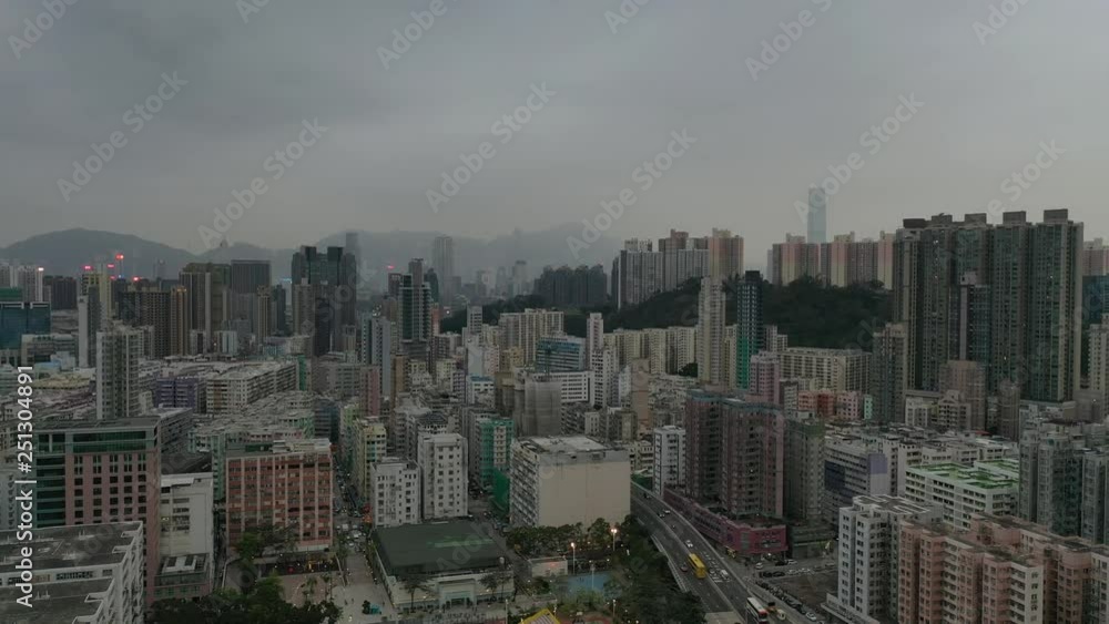 Aerial view of Kowloon district in Hong Kong Aerial view of Kowloon district in Hong Kong