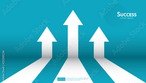 business arrow target direction concept to success. Finance growth vision stretching rising up. banner flat style vector illustration. Return on investment ROI. chart increase profit.