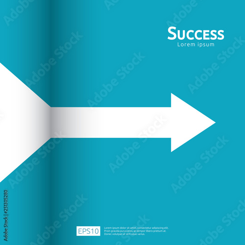 business arrow target direction concept to success. Finance growth vision stretching rising up. banner flat style vector illustration. Return on investment ROI. chart increase profit