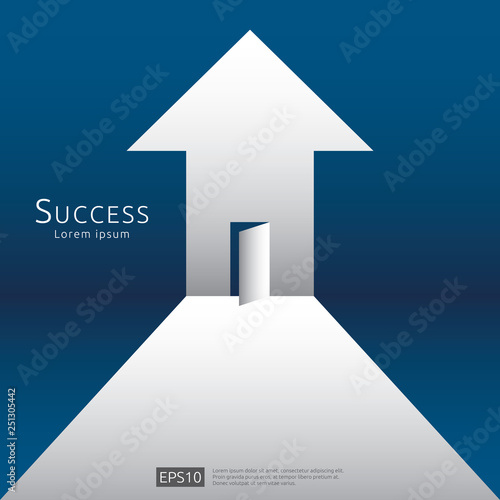 business arrow target direction concept to success. Finance growth vision stretching rising up. banner flat style vector illustration. Return on investment ROI. chart increase profit