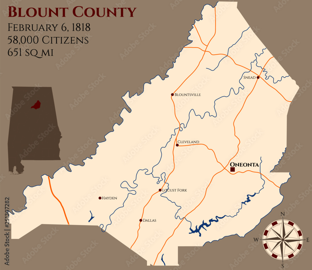 Detailed Large Map of Blount County