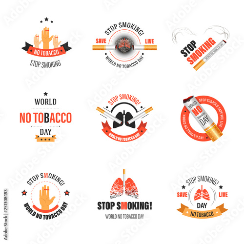 No smoking isolated icons tobacco product harm
