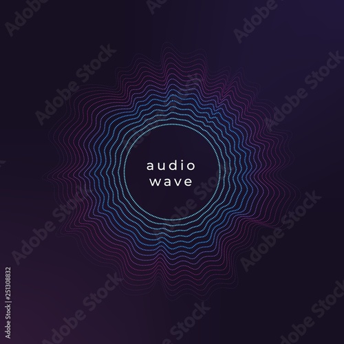 Sound circle wave. Abstract music ripple, audio amplitude waves flux vector background. Illustration of sound music ripple, circle wave audio signal