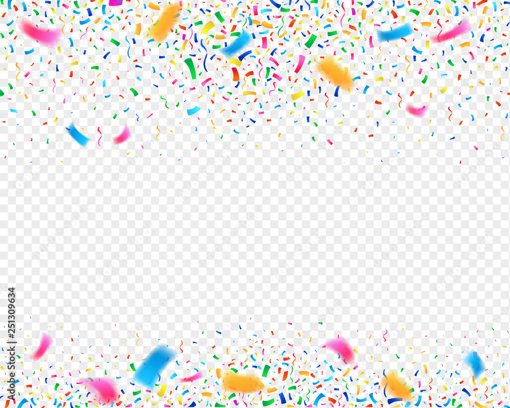 Color confetti carnival party background. Falling confetti ribbons. Fiesta  celebration, birthday or festival vector illustration Stock Vector | Adobe  Stock