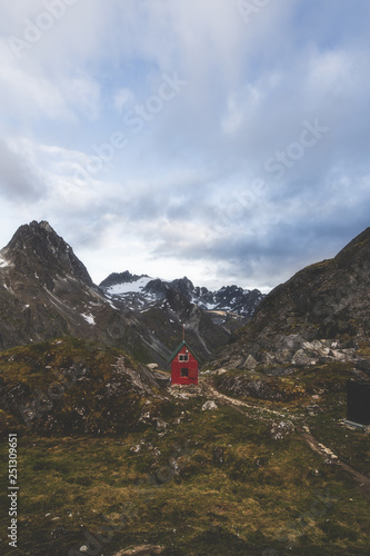 Red Cabin in the Mountains