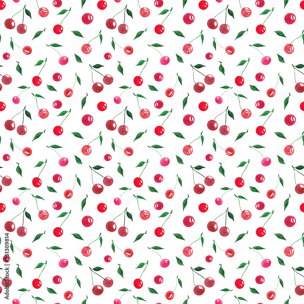 Seamless watercolour cherry pattern Seamless watercolour cherry pattern