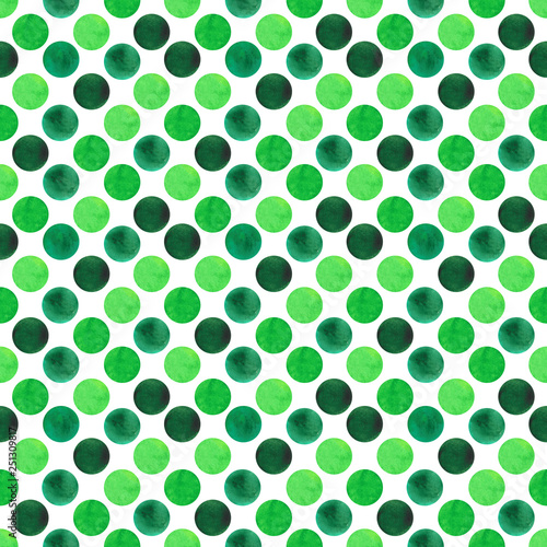 Seamless green watercolour circles pattern