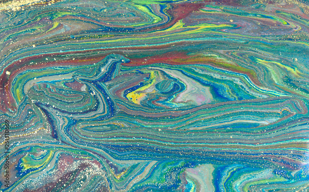 Blue and gold marbling pattern. Golden marble liquid texture. Blue and gold marbling pattern. Golden marble liquid texture.