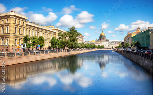 Saint Petersburg, Isaac's Cathedral, waterfront canal and houses - Russia