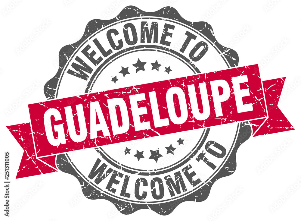 Obraz premium Guadeloupe round ribbon seal