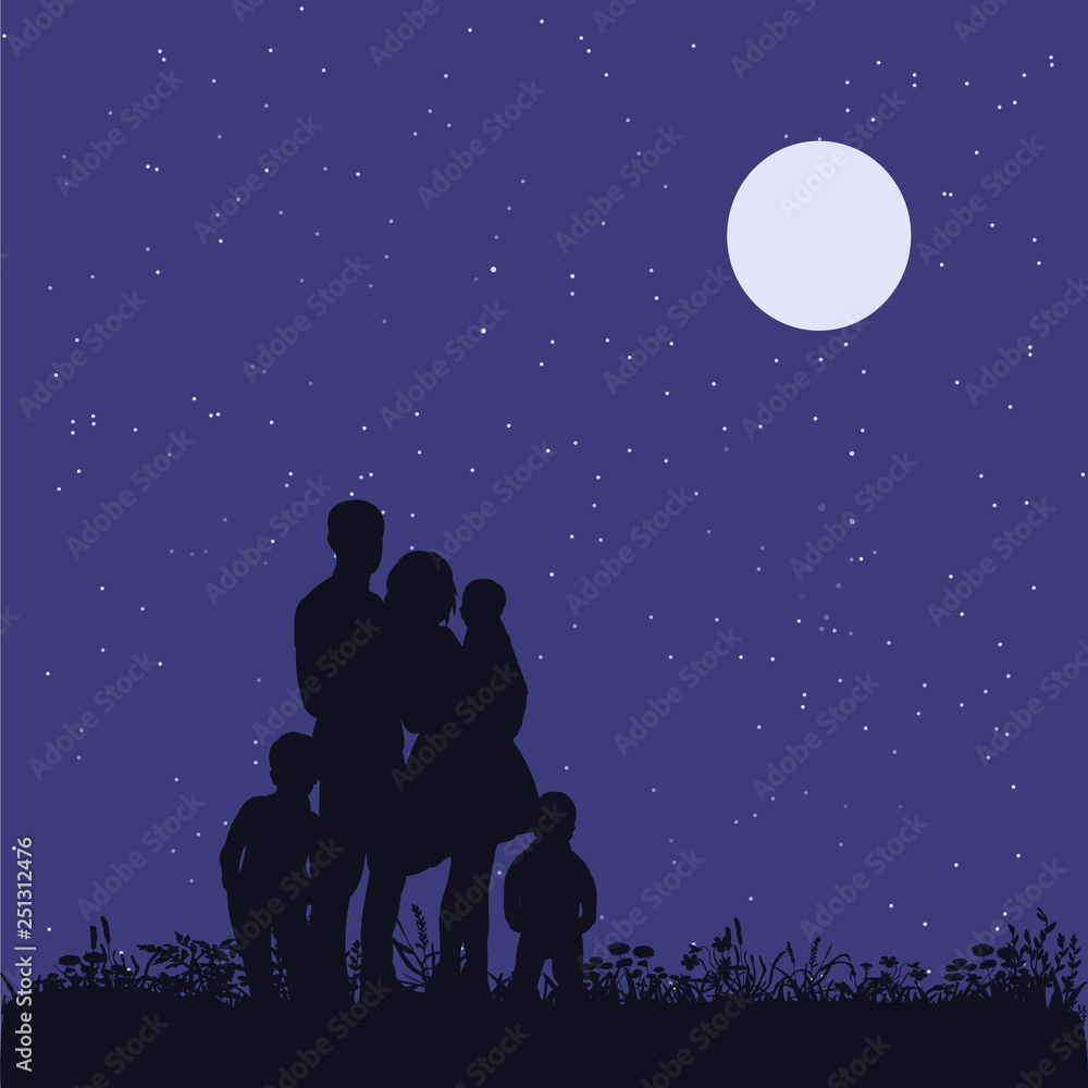 family in park silhouette family in park silhouette