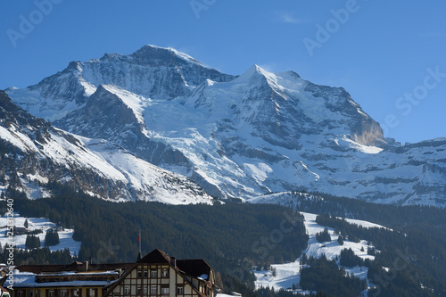 Jungfraumassiv, aus der Sicht von Wengen, Berneroberland, Schweiz