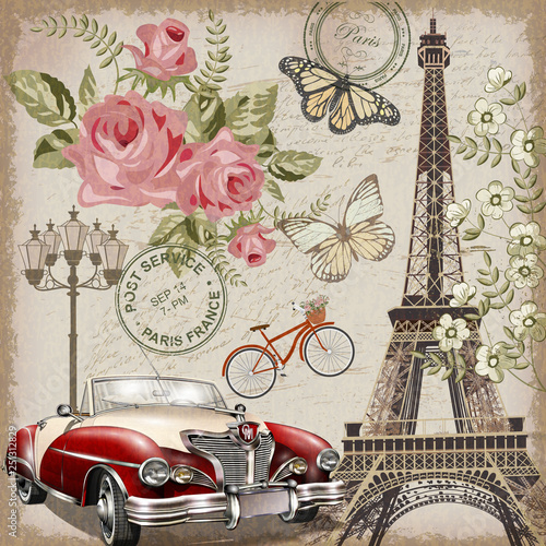 Paris vintage postcard.