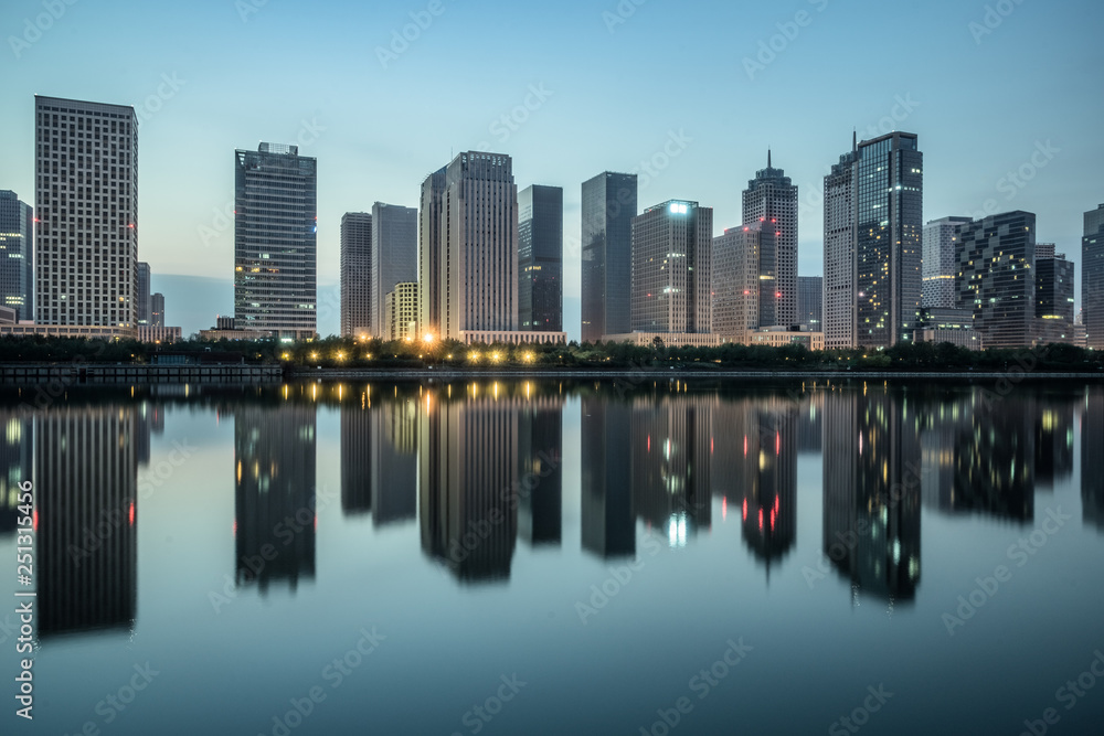 modern city waterfront downtown skyline,China.