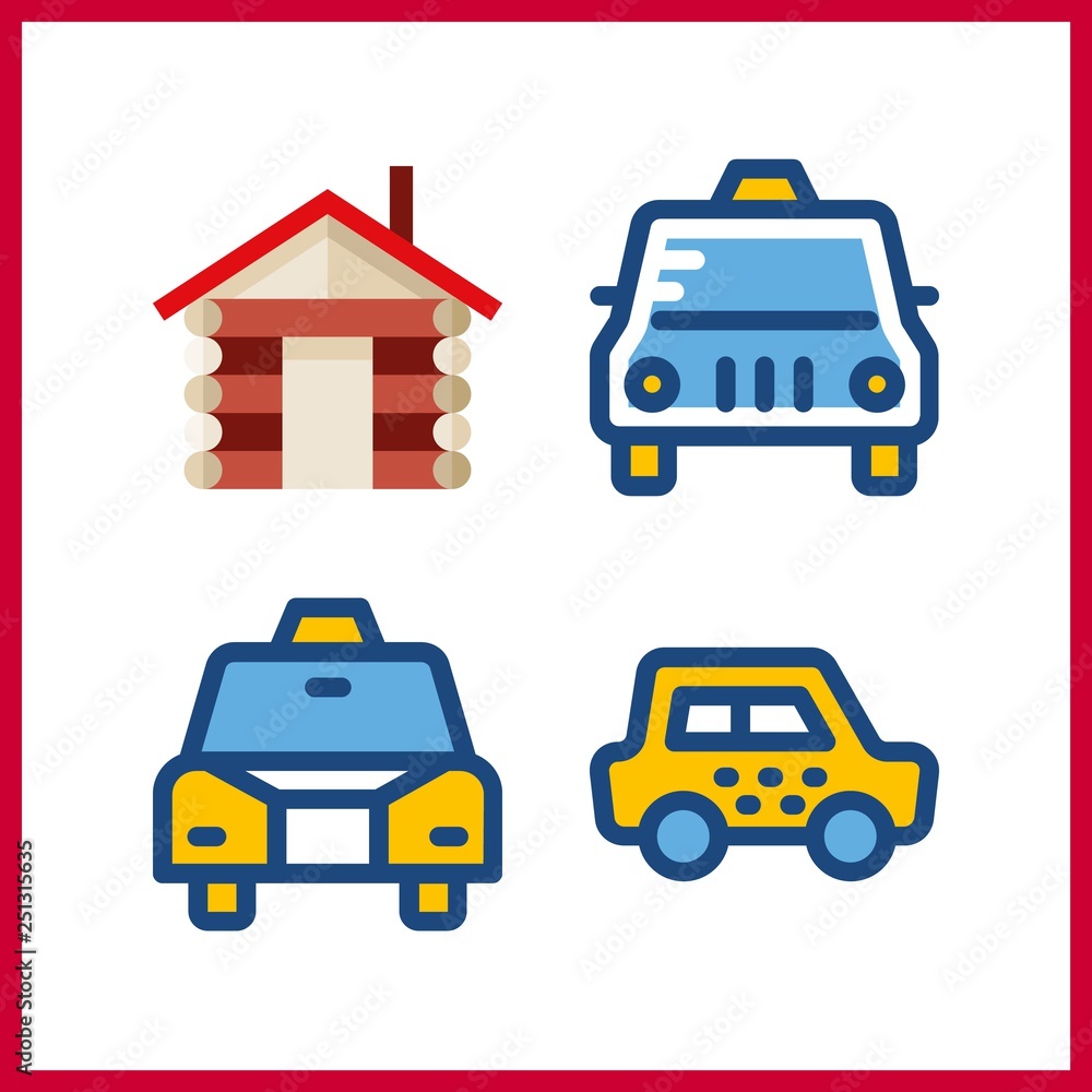 4 roof icon. Vector illustration roof set. house and taxi icons for roof works