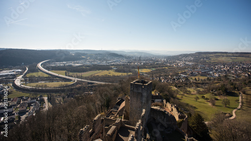 view over loerrach in germany from the ruin rötteln, a beautiful sunny day photo