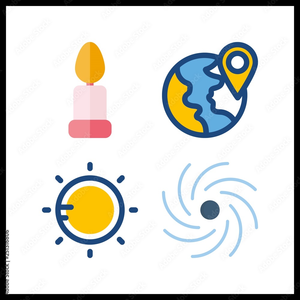 4 glow icon. Vector illustration glow set. planet earth and candle icons for glow works 4 glow icon. Vector illustration glow set. planet earth and candle icons for glow works