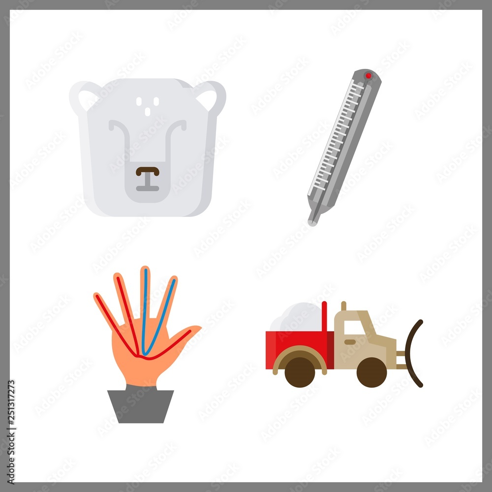 4 climate icon. Vector illustration climate set. snowplow and vanes icons for climate works