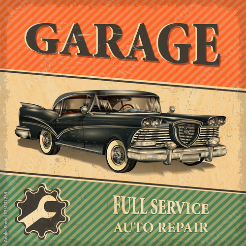Vintage garage retro poster