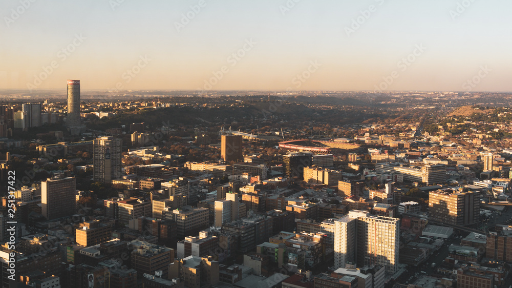 Aerial photography of Johannesburg city view, South Africa