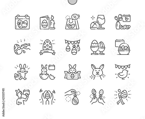 Easter Well-crafted Pixel Perfect Vector Thin Line Icons 30 2x Grid for Web Graphics and Apps. Simple Minimal Pictogram