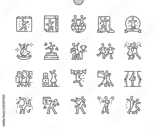 International Dance Day Well-crafted Pixel Perfect Vector Thin Line Icons 30 2x Grid for Web Graphics and Apps. Simple Minimal Pictogram