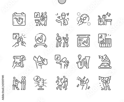 International Jazz Day Well-crafted Pixel Perfect Vector Thin Line Icons 30 2x Grid for Web Graphics and Apps. Simple Minimal Pictogram