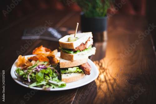 Fototapeta Naklejka Na Ścianę i Meble -  breaded chicken sandwich