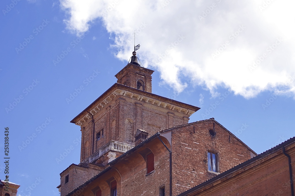 Detail of Este castle, Ferrara, Italy