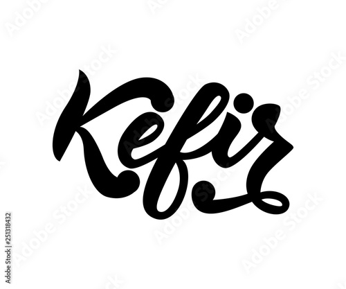 Hand lettering word Kefir. Isolated. Vector.