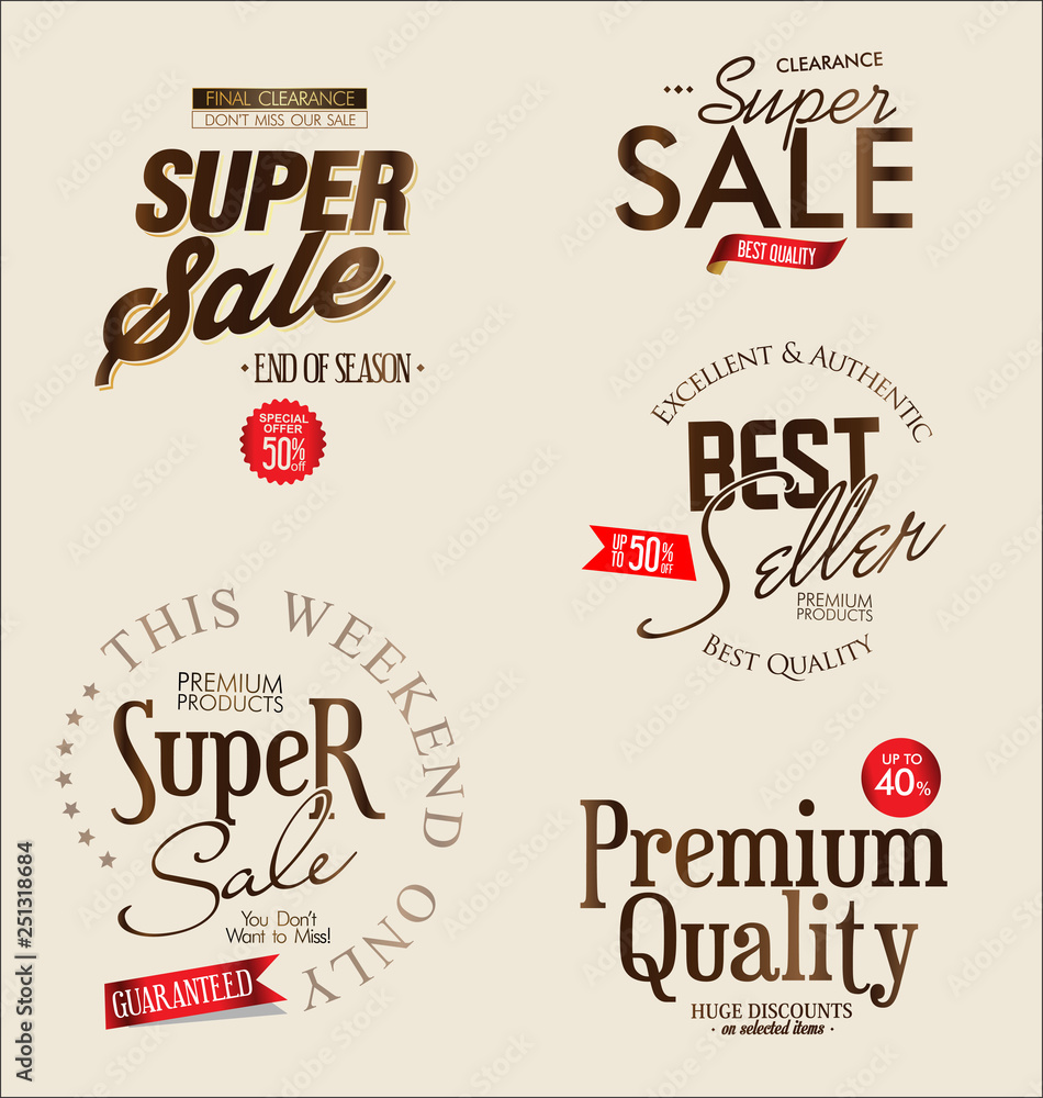 Super sale retro vintage labels vector collection